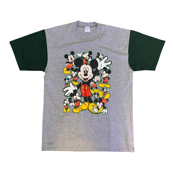 Disney Other - Vintage Velva Sheen Mickey Mouse T Shirt Large Grey Green Two Tone Disney USA